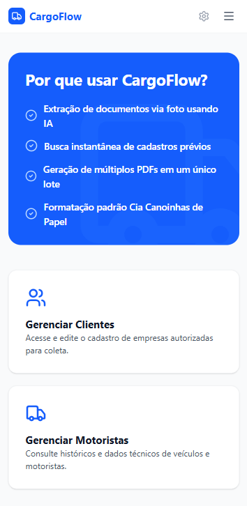 CargoFlow product interface — approach