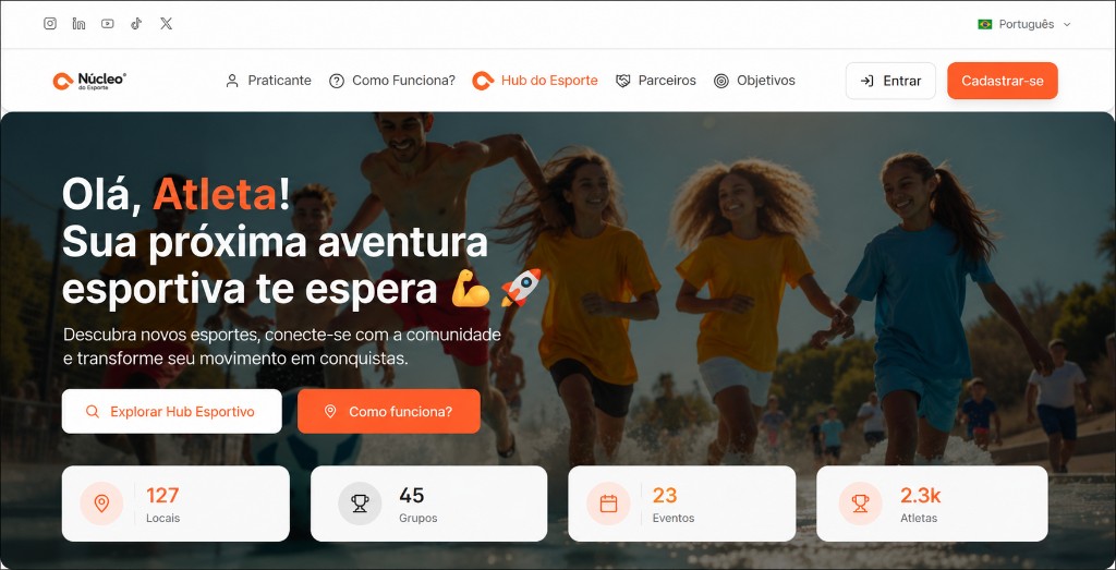 Núcleo do Esporte product interface