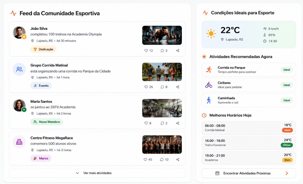 Núcleo do Esporte product interface — context