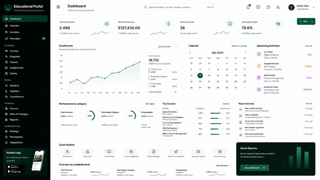 Educational Portal product interface